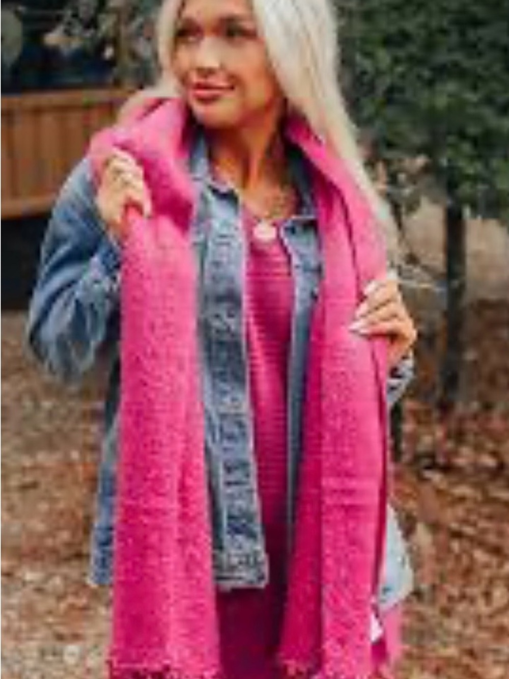 Impressions Bright Pink Knit Scarf Wrap
